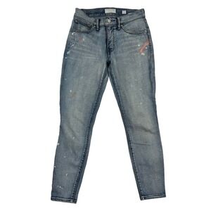 Lucky Brand Jeans 4 /27 Mid Rise Ava Skinny Ankle Light Acid‎ Wash Paint Splat